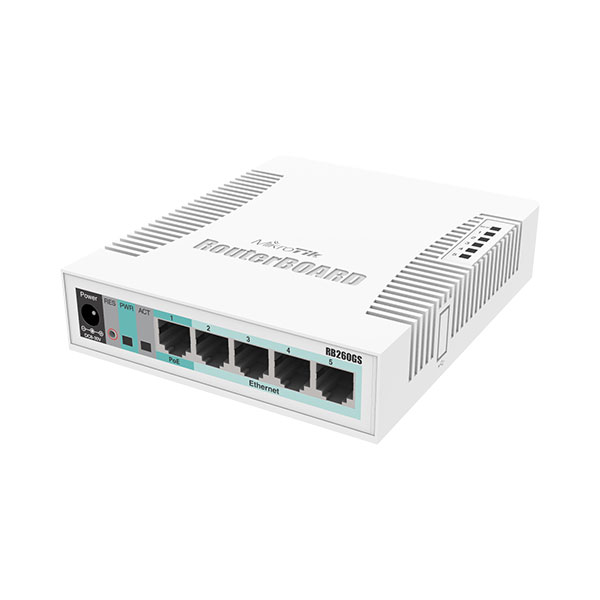 MikroTik RB260GS 5x Gigabit Ethernet Smart Switch, SFP cage, SwOS