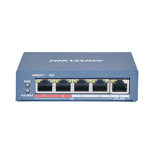 Hikvision DS-3E0105P-E(B) 4 Port Fast Ethernet Unmanaged POE Switch