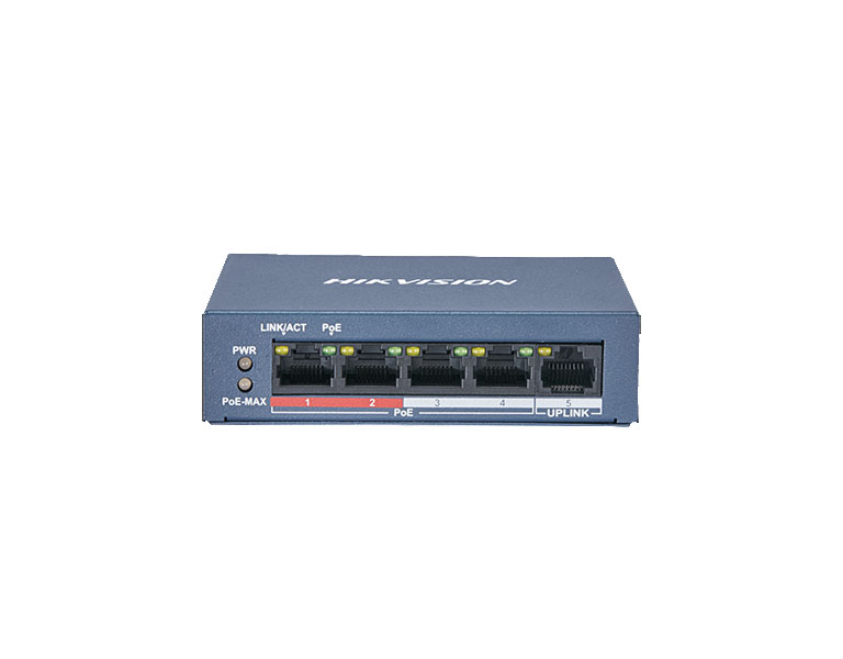Hikvision DS-3E0105P-E(B) 4 Port Fast Ethernet Unmanaged POE Switch