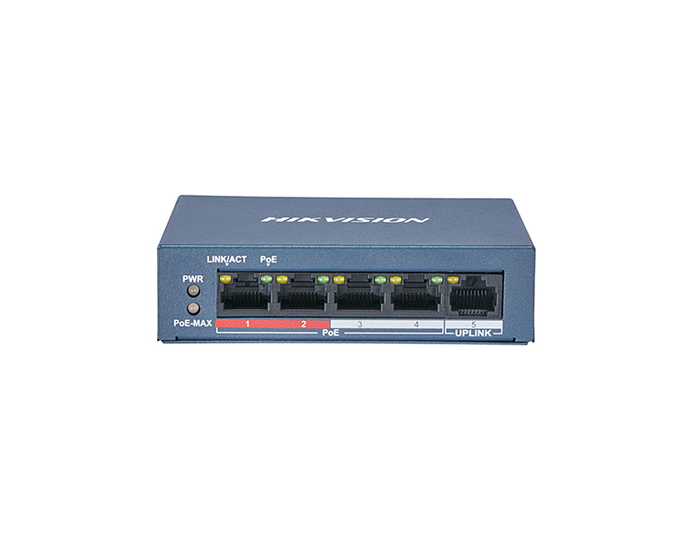 Hikvision DS-3E0105P-E/M(B) 4 Port Fast Ethernet Unmanaged POE Switch
