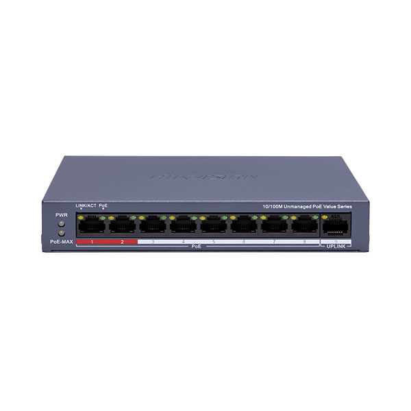 Hikvision DS-3E0109P-E/M(C), 8 Port Fast Ethernet Unmanaged PoE Switch
