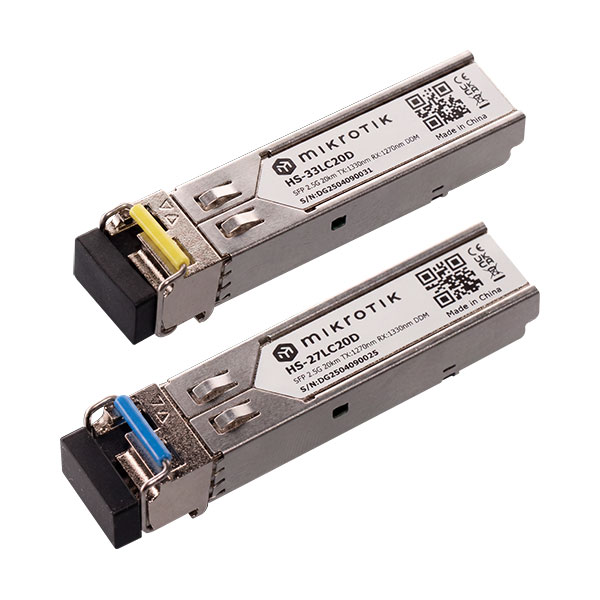 MikroTik HS-2733LC20D Pair of SFP Optical Modules, Single-Mode, 20KM, 2.5G, WDM