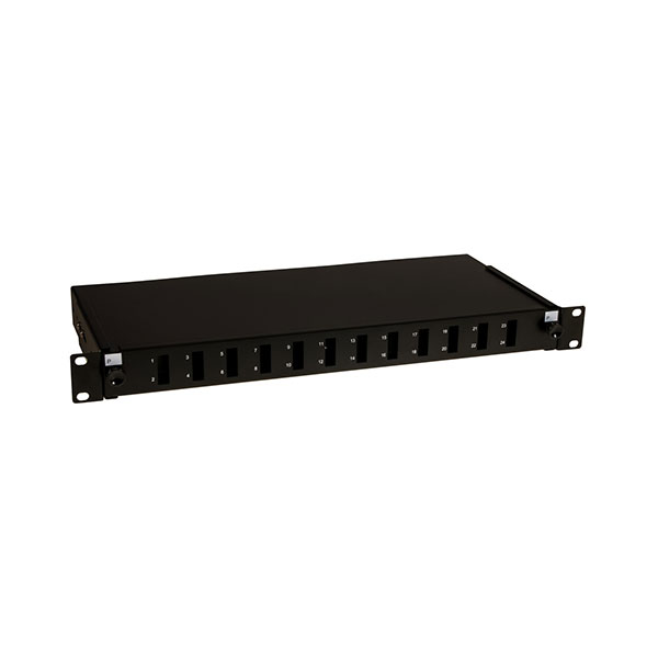 Masterlan ODF12SCDB2, optic enclosure with patch panel and splice tray, 1U, 19", Black (Depth_20cm)