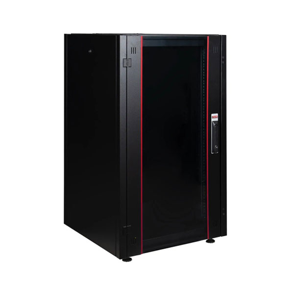 Lande RAC.0628 20U 19'' Hyperline Free Standing W600mm x D600mm with Glass Front Door - Black