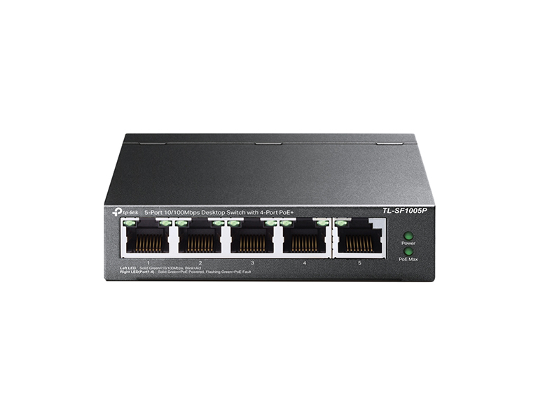 TP-LINK TL-SF1005P V5 5-Port 10/100Mbps Desktop Switch with 4-Port PoE+